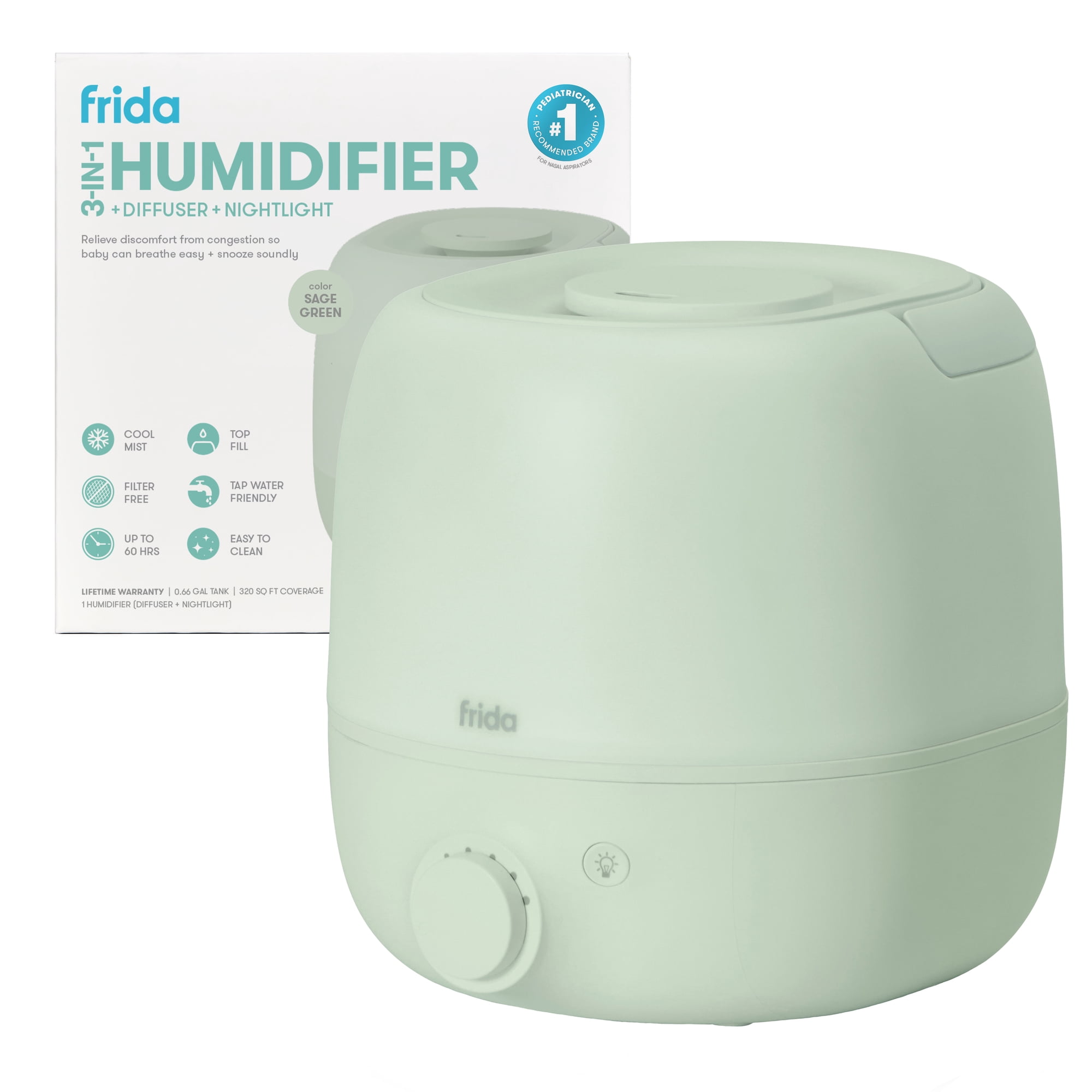 Frida Baby 3-in-1 Cool Mist Humidifier for Large Rooms, Top Fill Humidifier for Bedroom