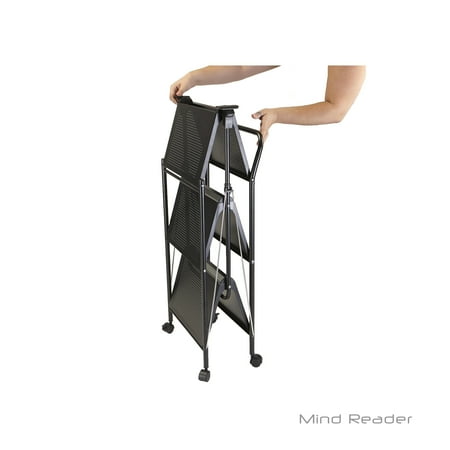 Purpose Utility Cart - Mind Reader 3 tier Metal Shelf Fold-able All Purpose Utility Cart, Black