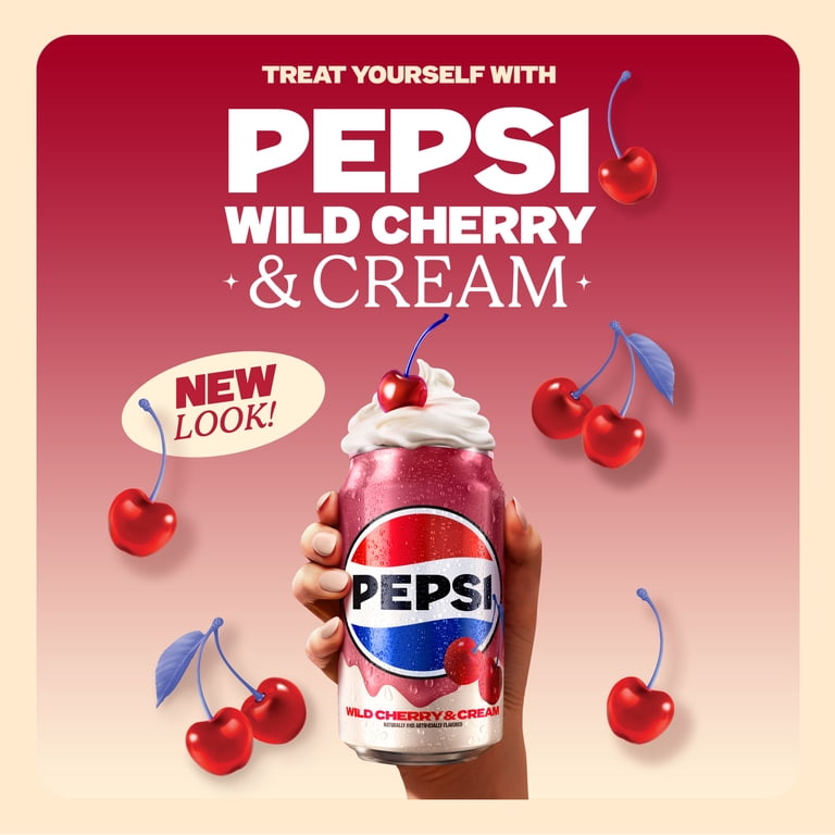 Pepsi Zero Sugar Soda Wild Cherry & Cream 12 fl oz Cans Pack