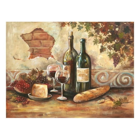 French Country Paintings - Bountiful Wine II French Italian Food Still Life Painting Print Wall Art By Gregory Gorham