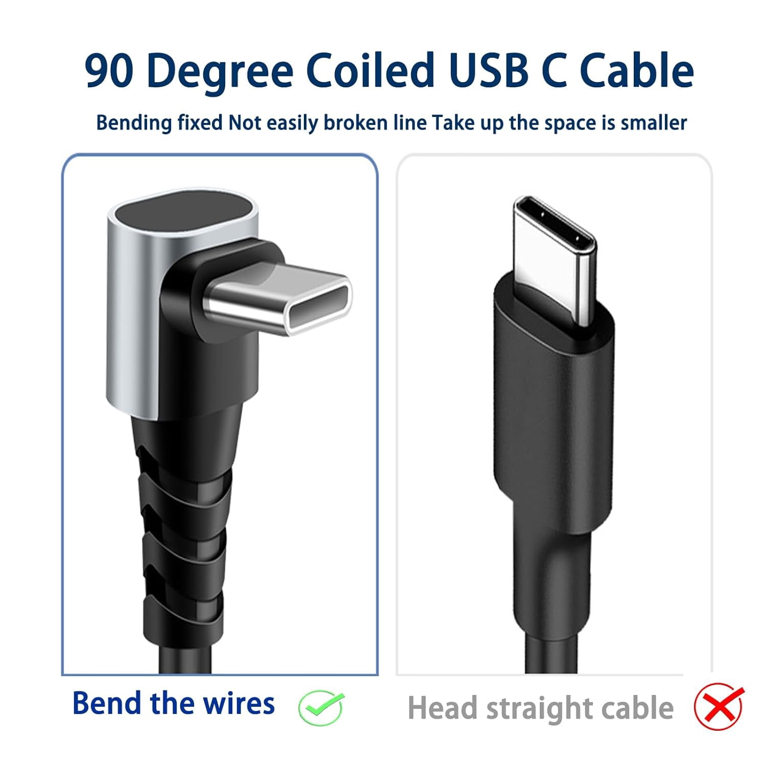 RGHJAR-60W Coiled USB C to USB C Cable,90 Degree USB-C Cord for Car,Retractable Spring Spiral,Type-C Charger Cord with Data Sync,Compatible with i-Phone 16 15 Plus/Pro/Pro Max,Galaxy S24 S23 S22（1.3F