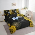 thumbnail image 3 of jejeloiu Rustic Flower Floral 7-Piece Bedding Comforter Set,Vintage Aesthetic Desgin King Bedding Sets,Orange Black Blue Bed Sheets For Adult,Ultra Soft Home Decor Reversible, 3 of 8