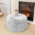 thumbnail image 4 of Ottoman Stuffed with PP Cotton Pouf Filler, Velvet Floor Pouf,Round Ottoman Foot Stool Cushion Storage Ottoman, 20 * 12 Inches Foot Rest for Living Room, Home Decor (Snow Gray), 4 of 17