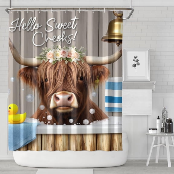 Hellow Sweet Cheeks 72x84in Shower Curtain,Bathroom Decorative Shower Curtains Set with 12 Hooks,Modern Waterproof Washable Shower Curtain