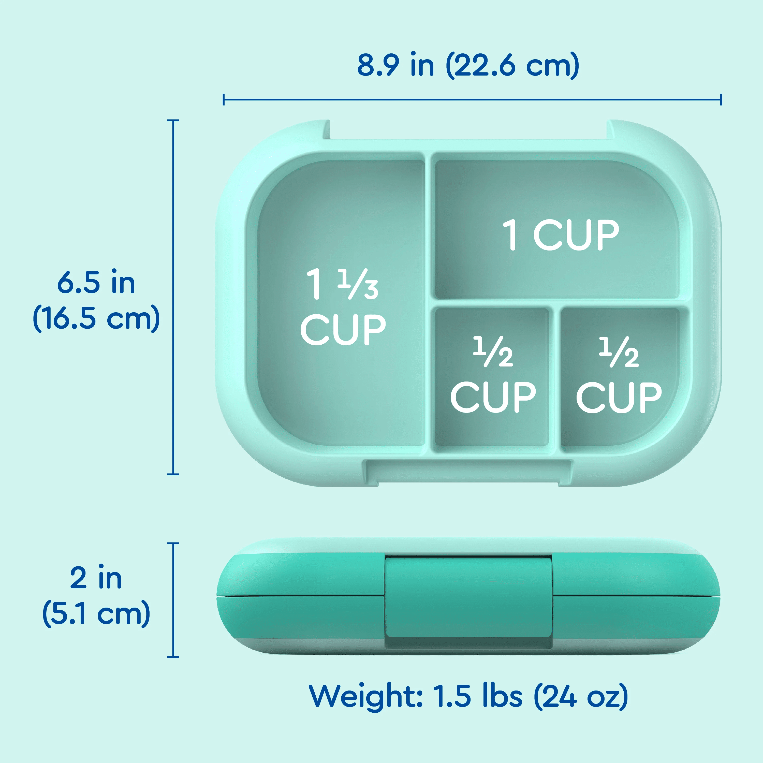 Bentgo Chill Max Leak-Proof XL Lunch Box (2-Pack)5-Cup Capacity for Adults & Ages 8+, 3 or 4 Compartment Bento Box, BPA-Free, Dishwasher Safe (Aqua)