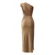 thumbnail image 5 of SAYOO Vestidos Largos para Mujer, Adulto Color Sólido Sin Mangas Un Hombro Plisado Abertura Lateral Slim Fit Vestido Femenino SAYOO  Moda, 5 of 8