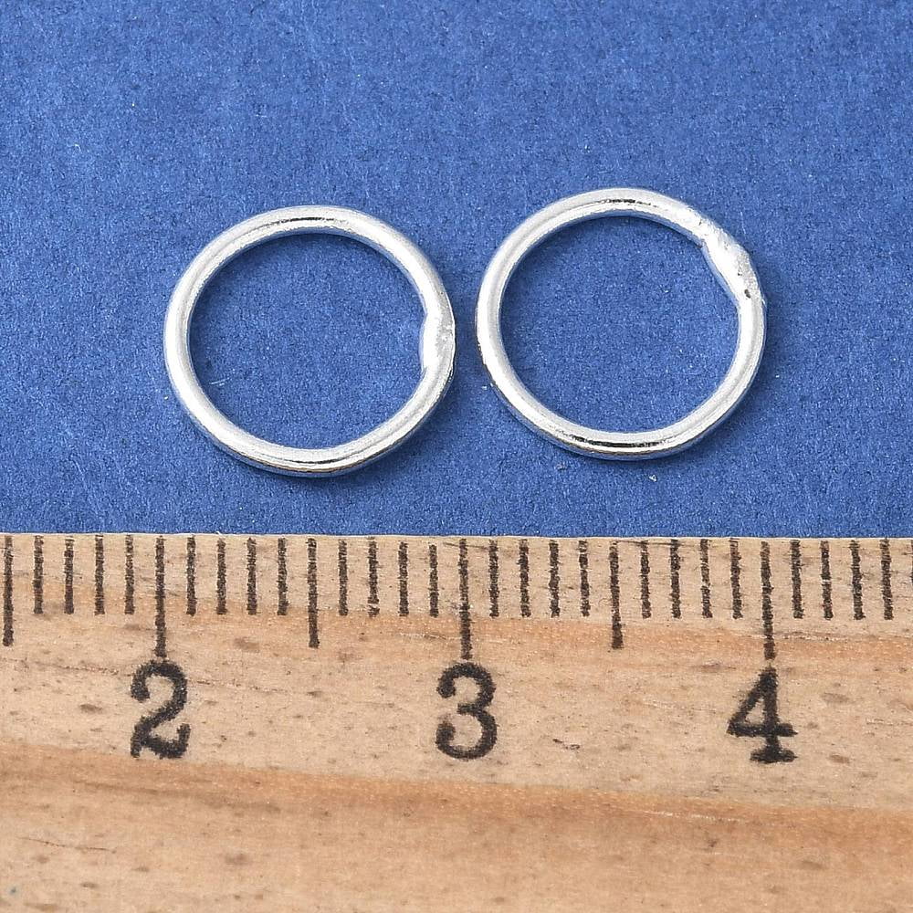 Brass Round Rings Soldered Jump Rings Closed Jump Rings Cadmium Free & Lead Free Silver Color Plated 18 Gauge 10x1mm Inner Diameter: 8mm Hole: 8mm