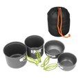 thumbnail image 1 of Kit de 4 ollas de camping de múltiples capas, diseño antiescaldaduras, utensilios de cocina para acampar con asa plegable para senderismo al aire libre, 1 of 14