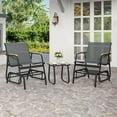thumbnail image 3 of Uforic 3-Piece Patio Bistro Set, Outdoor Textilene Glider Chair Set with Coffee Table, Grey, 3 of 9