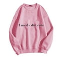 thumbnail image 4 of Tops for Women under $10 Long Sleeve Round Neck Printing Loose Hoodless Sweatshirts Pink S, 4 of 4