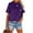 Purple, variant on Women's Summer Short Sleeve T-Shirt with Pockets Letter Print Casual Tee