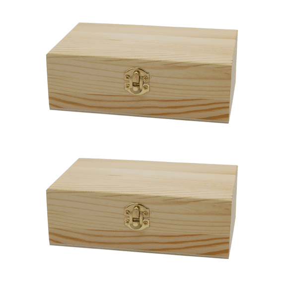 Creative Hobbies Unfinished Wood Craft Box – Light Unfinished Wood with Clasp – Make Your Own Gift Box, Jewelry Box, Photo Box - Decorate with Paint, Ribbon, Decoupage and More – 6" x 4" x 2" | 2 Pack