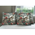 thumbnail image 6 of Ambesonne Leopard Throw Pillow Cover 4 Pack, Roses Wild Animal on Clouds, 24", Grey Teal and Scarlet, 6 of 7