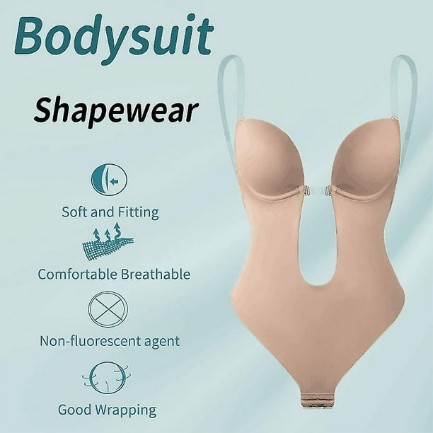 Women Backless Shapewear Plunge V-neck Bodysuit Invisible Body