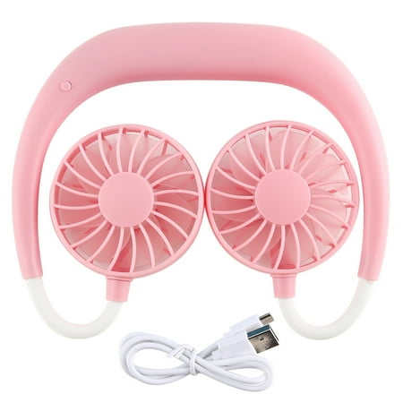 

LOVE DOCK Portable Neck Fan for Travel USB Rechargeable Neckband Dual Cooling Mini Fan Wearable Hand Free Fan Personal Fans 3 Speed Adjustable (Pink)
