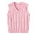 thumbnail image 2 of mgoYE Girls Boys Sweater Vest Cotton Kids Uniform Vest V-Neck Sleeveless Knit Pullover for Boy Girls Toddler(Pink,5-6 Years), 2 of 8