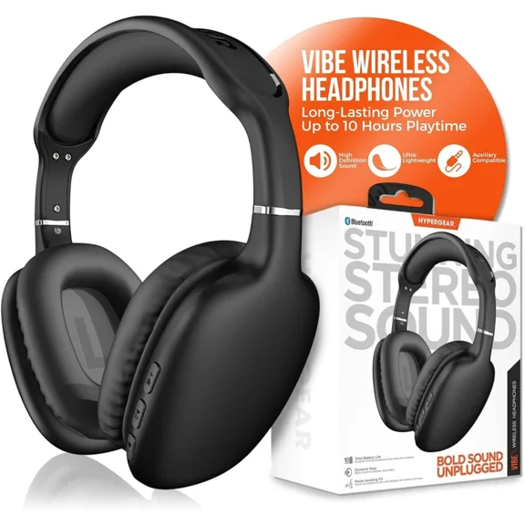 RHEA- Hypergear, Vibe, Wireless Headphones, Black, Please Read Details