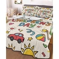 thumbnail image 3 of Quilts Twin-XL Size Bedding Set, Colorful Children's Day Lightweight Quilted Comforter, Car Tree Stars Modern Abstract Art Soft Bedspread Coverlet with Pillow Covers for All Season, 68" x 98", 3 of 7