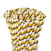 Just Artifacts Premium Biodegradable Disposable Drinking Striped Paper Straws (100pcs, Black & Yellow)
