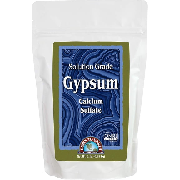 Down To Earth All Natural Fertilizers Organic Solution Grade Gypsum Calcium Sulfate - Professional Grade Gypsum Powder 325 mesh for Liquid, Drip or Spray Applications, 1 lb