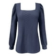 thumbnail image 2 of Autumn And Winter New Square Collar Solid Color Pleated Loose Long Sleeved Top T Shirt Women Layering Tees for Women Long Sleeve Womens Long Sleeve T Shirts Long Sleeved Shirts for Women Hiking Shirts, 2 of 4