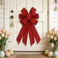 thumbnail image 4 of Handmade Oversized Bow Decoration, Imitation Linen Solid Color Ribbon Pendant for Party Wedding Holiday, Hanging Ornament for Door Wall Tree Home Decor, 4 of 5