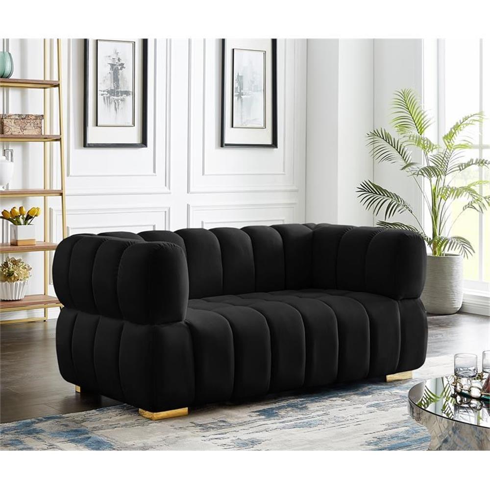 Meridian Furniture Gwen Black Velvet Loveseat