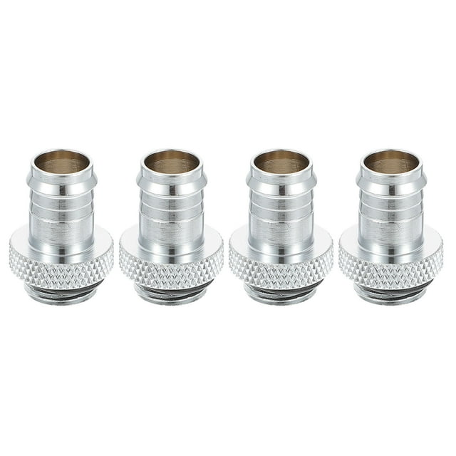 Copper Silver Tube Connector G1/4 to 3/8 inch Adapter for Computer Water Cooling with Hidden Silicone Gaskets Design