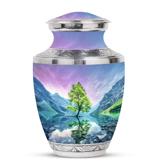 KARYLIZ Aurora Borealis Large Urn For Human Ashes - Cremation Urn For Ashes For Women - Ash Holders For Human Ashes - Urn For Human Ashes Adult Man - Funeral Urn For Adult Ashes Women (Size 10inch)