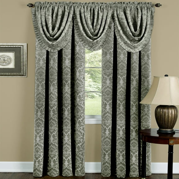 PowerSellerUSA Blackout Room Darkening Top Rod Pocket Window Curtain Valance, 52"W x 14"L Premium Polyester with Damask Design, Modern Elegant Style Mini Curtain for Room Decore, Sage