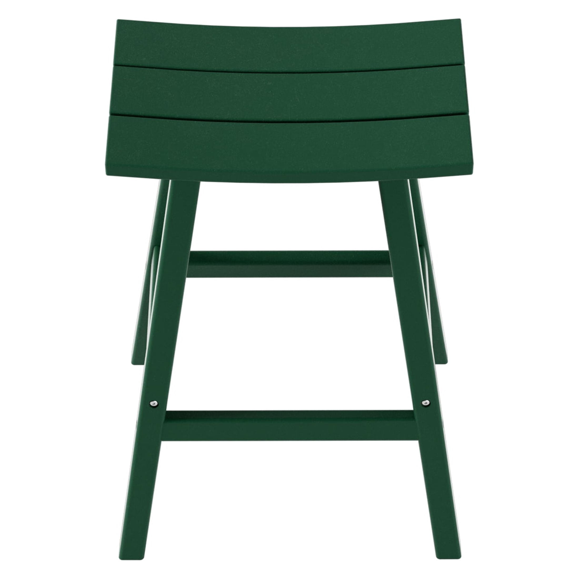 WestinTrends Malibu HDPE Outdoor Patio 29" Bar Stool Saddle Seat (Set of 2), Dark Green