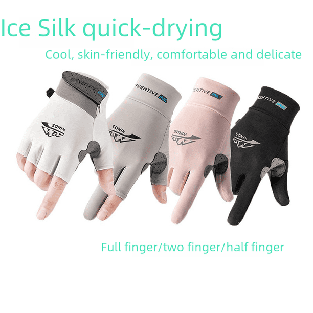 Guantes de seda de hielo para hombres y mujeres, de verano, transpirables, de secado rápido, finos, para montar al aire libre, conducir, antideslizantes, protector solar, pesca