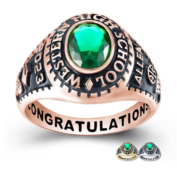 Mementos USA Men's Class Rings Customized for High School or College-Sterling Silver 925/Rose Gold