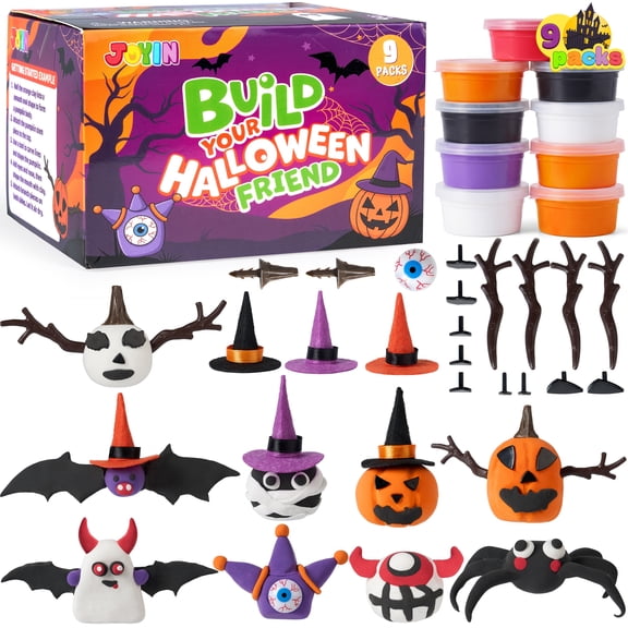 Joyfy Halloween Craft Air Dry Clay Kit, 9 Packs Modeling Clay DIY Kit,Ultra Light and Soft, for Halloween Arts and Craft Activities, Gifts for Kids, Classroom Party Favors Funny Toys