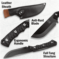 thumbnail image 4 of Plys Camping Knife with Sheath, Full Tang Outdoor Hunting Gear Tactical Fixed Blade Knives with PP Fiber Handle, 4 inch Black Straight Blade, 4 of 7