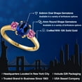 thumbnail image 2 of Gem Stone King 10K Yellow Gold Blue Created Sapphire and Pink Moissanite Engagement Ring for Women | 2.06 Cttw | Oval 8X6MM | Gemstone September Birthstone | Size 8, 2 of 6