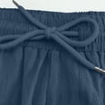 thumbnail image 6 of Mens Linen Cargo Shorts Solid Color Loose Fit Drawstring Elastic Waist Cargo Pockets Beach Shorts with Pockets, Size S-3XL, 6 of 7