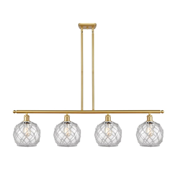 516-4I-SG-G122-8RW-Innovations Lighting-Farmhouse Rope-4 Light Island in Industrial Style-48 Inches Wide by 10 Inches High   Satin Gold Finish with