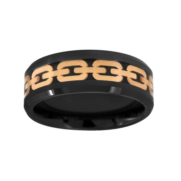 Men's 8.0mm Chain Link Design Wedding Band in Two-Tone Ceramic