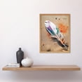 thumbnail image 2 of A Feather with Colourful Hues On a Sandy Beach Art Print Framed Poster Wall Decor 12x16 inch, 2 of 5