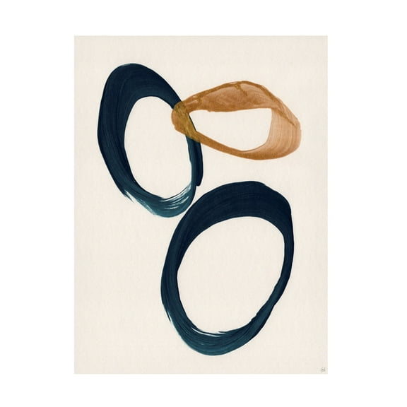 Canvas Wall Art - Line and Brush 'Blue 2 Gold 1 Circles 3' Wall Art for Living Room, Bedroom, or Office Décor by Trademark Fine Art - 14 x 19 Inches