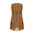 thumbnail image 3 of Amidoa Open Front Coats for Women Brown Cutout Retro Suede Vest Dressy Fringe Sleeveless Waistcoat Shackets for Women M, 3 of 8