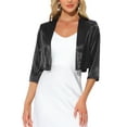 thumbnail image 1 of BLAZER CORTO CHIC INSPIRE PARA MUJERES, CON FRONTAL ABIERTO, COLLAR DE SOLAPA, CHAQUETA CORTA DE OFICINA CASUAL, CARDIGÁN EXTERIOR M NEGRO, 1 of 5