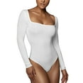 thumbnail image 1 of Bodysuit Mujer Gibobby Sexy Lencería Manga Larga Cuello Cuadrado Mono Mallas Top Blanco XL, 1 of 5
