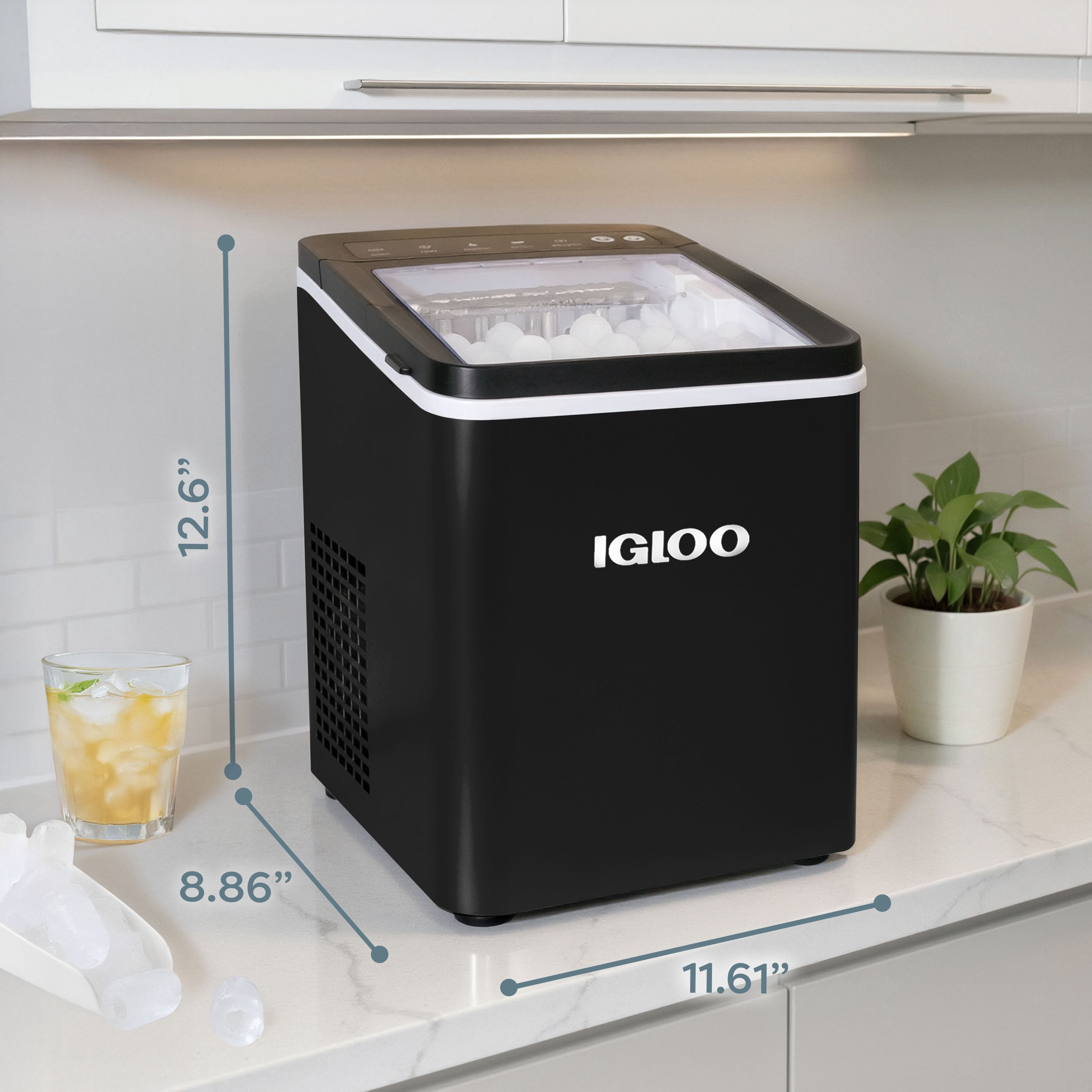Igloo 26-Pound Automatic Portable Countertop Ice Maker Machine, Black