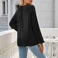 thumbnail image 4 of Holiday Deals! Borniu Womens Tops, Women's Fashion Solid V-Neck Pleated Long Sleeve Loose T-shirt Top Fall Clothes Clearance, 4 of 4
