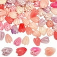 thumbnail image 1 of 1 caja de 80 cuentas acrílicas de flores artificiales, 4 colores, sueltas, de plástico, color jazmín y coral, con espaciador floral colorido., 1 of 9