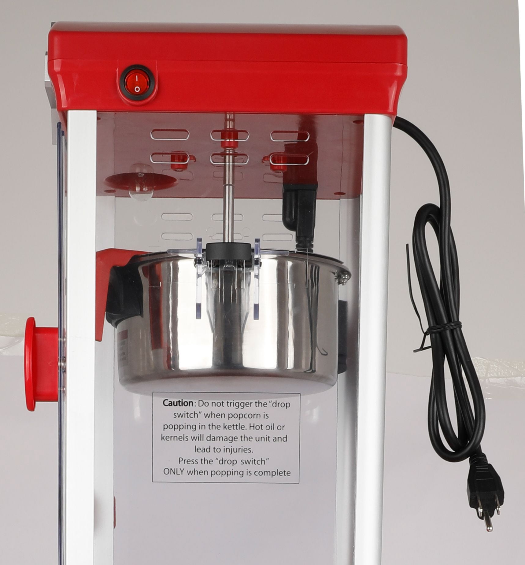 Popcorn Machine with Cart, Wheels & 10 Oz Kettle Popcorn Maker Measuring 3 plastic spoon Home Theater Popcorn Machine, Red