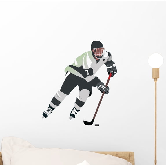 Skating Silhouette Hockey Wall Decal Sticker, Wallmonkeys Peel & Stick Vinyl Graphic (12 in H x 8 in W
