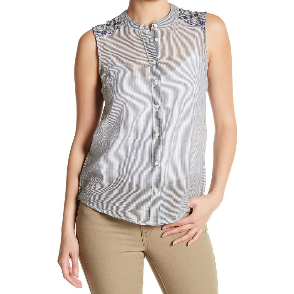 Joe Fresh Joe Fresh NEW Blue Womens Size XL Striped Eyelet HiLow